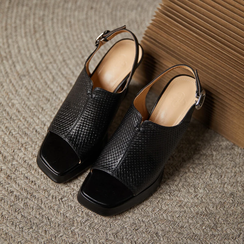 

Босоножки женские из натуральной кожи, элегантные мягкие сандалии на высоком каблуке, модная профессиональная обувь в винтажном стиле