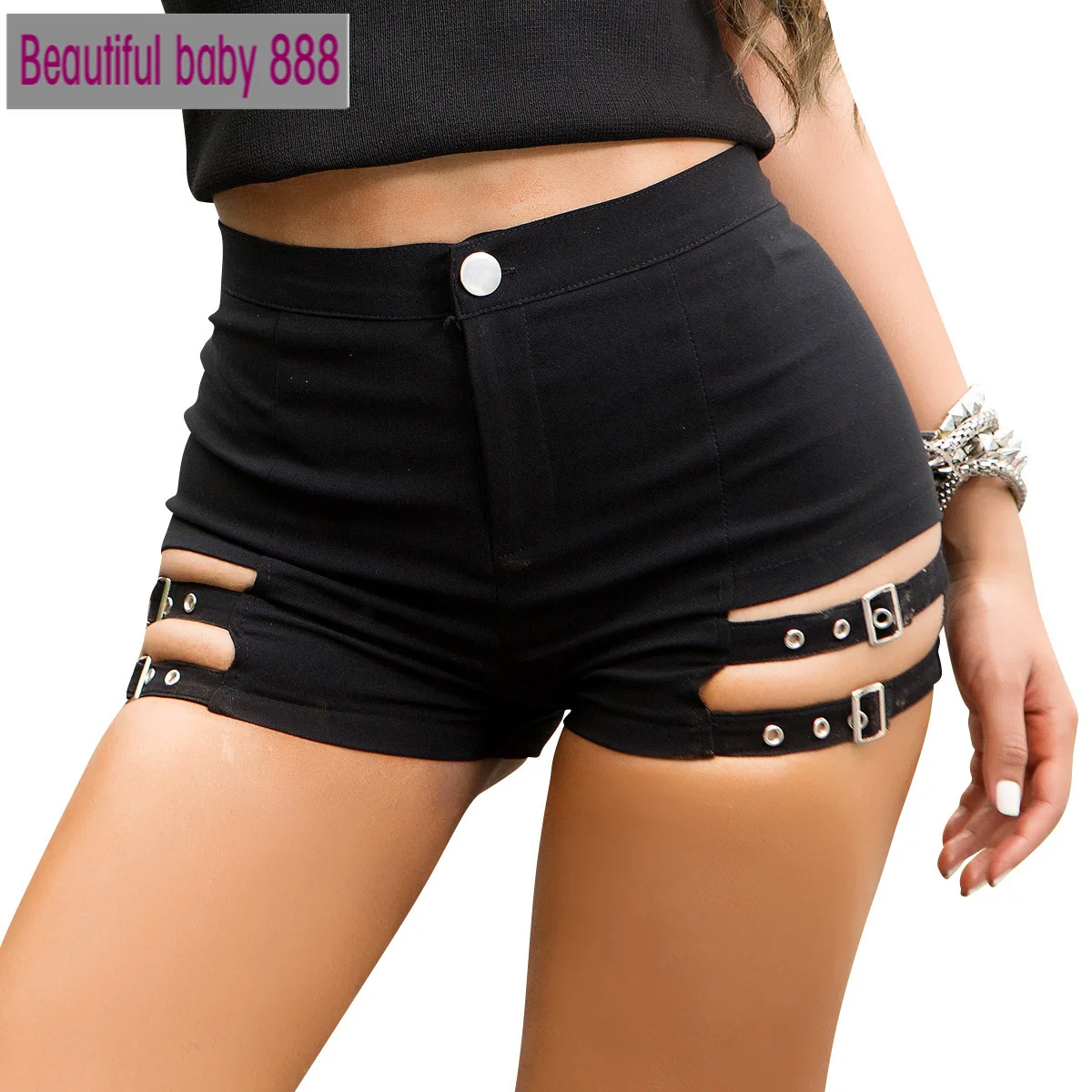 Meqeiss 2021 New Summer Women Sexy High Waist Bandage Denim Ripped Short Jeans Mini Skinny Club DJ Dance Shorts