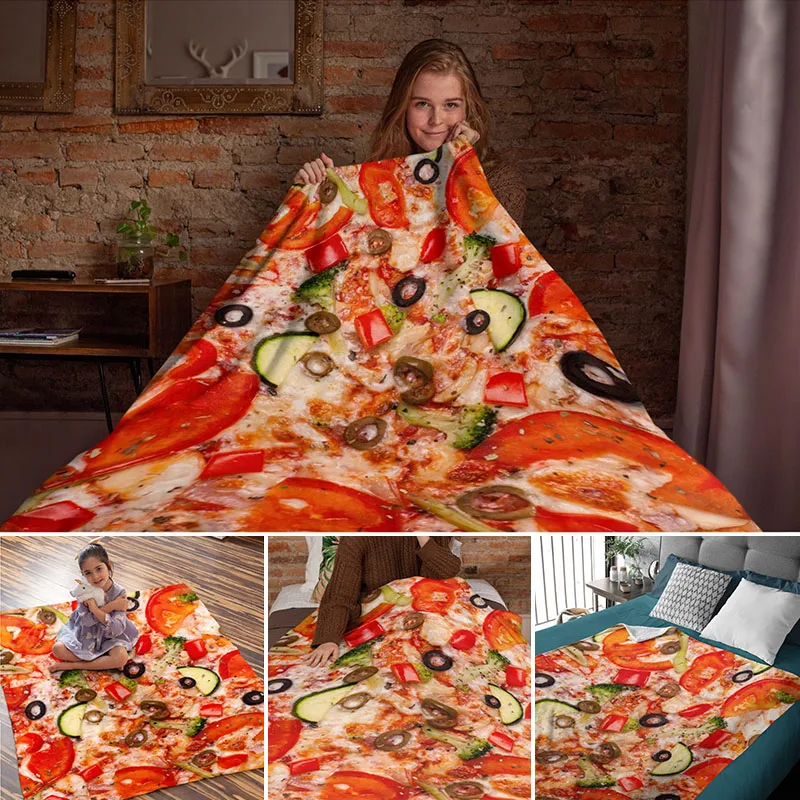 

Soft Flannel Realistic Pizza Blanket Funny Creative Bed Cover Food Throw Blanket Bedspread Novelty Blankets Gift for Child Adult