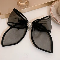 new black lace hairpin retro bow pearl rhinediamond spring clip sweet versatile hairpin hair accessories
