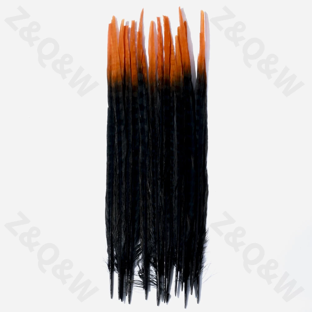 

Natural 40-45CM/16-18 inch pheasant feather dyed black and orange 100pcs DIY craft products headband hat decoration