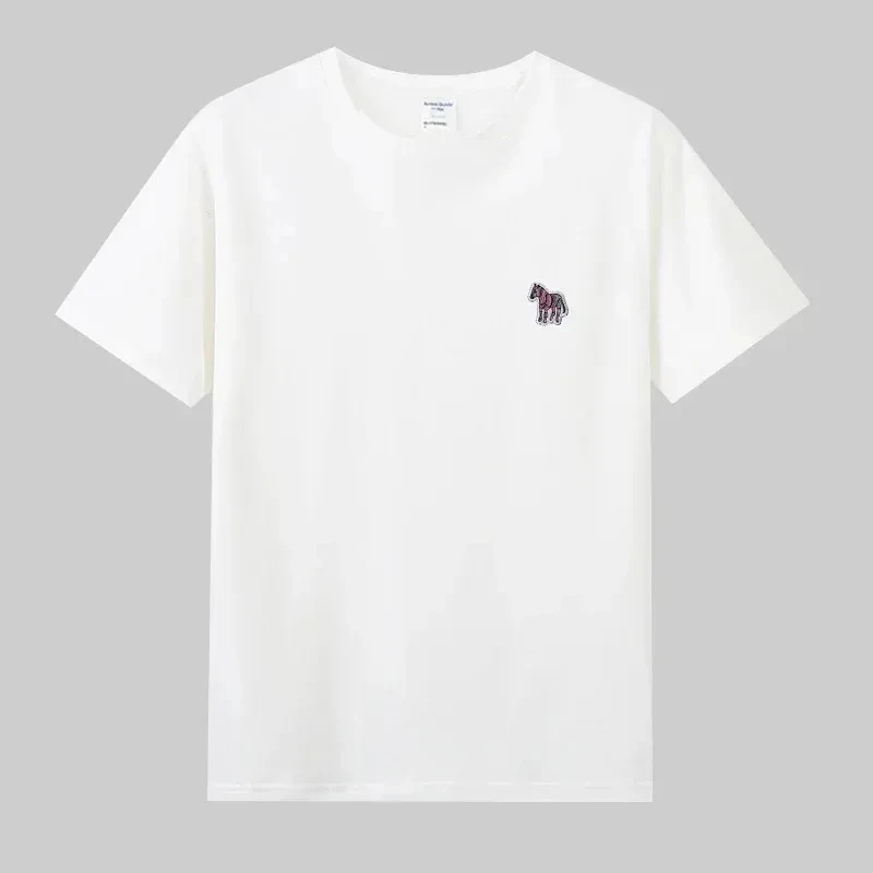 Классическая Хлопковая Футболка С Вышитым Дизайном зебра Для Мужчин И Женщин