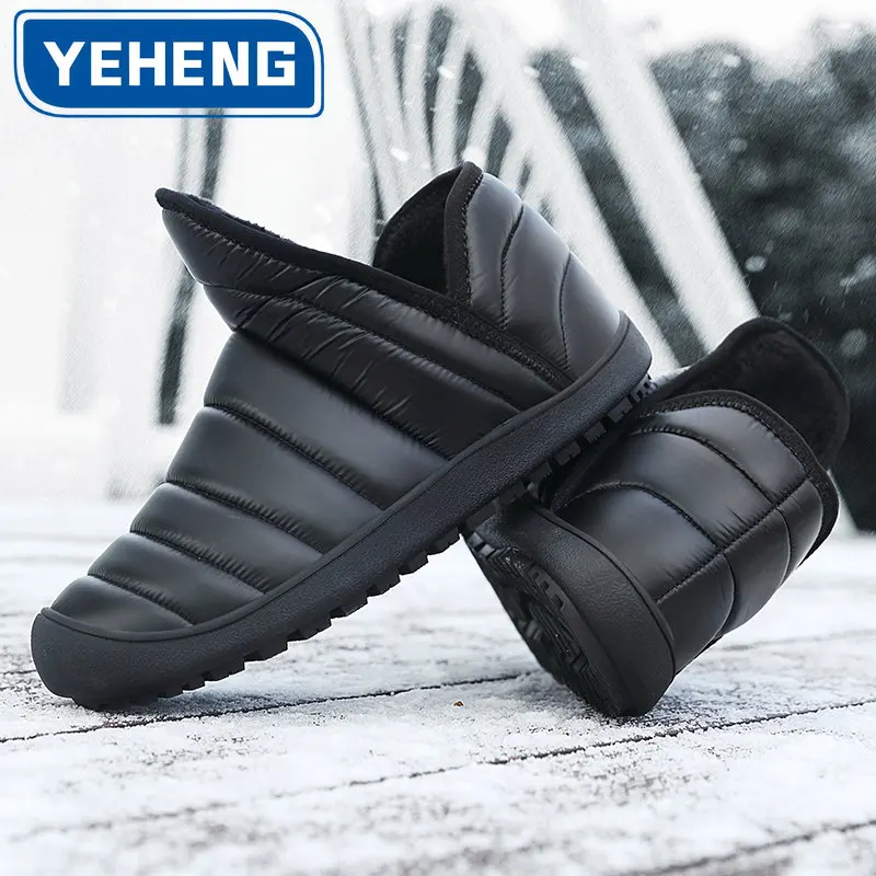 

YEHENG Men Winter Boots Waterproof Snow Boots Warm Fur Men Shoes Non-Slip Couple Shoes Casual Women Boots Plus Size Ankel Boots