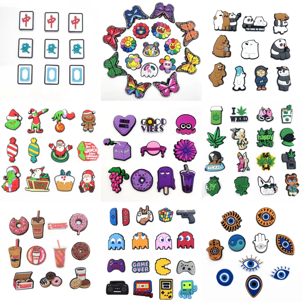 Hot 10 Sets of Super Cartoon Fruit Botany Shoe Accessories PVC  Decorations Jibz Croc Charms DIY for Kids Halloween Gifts