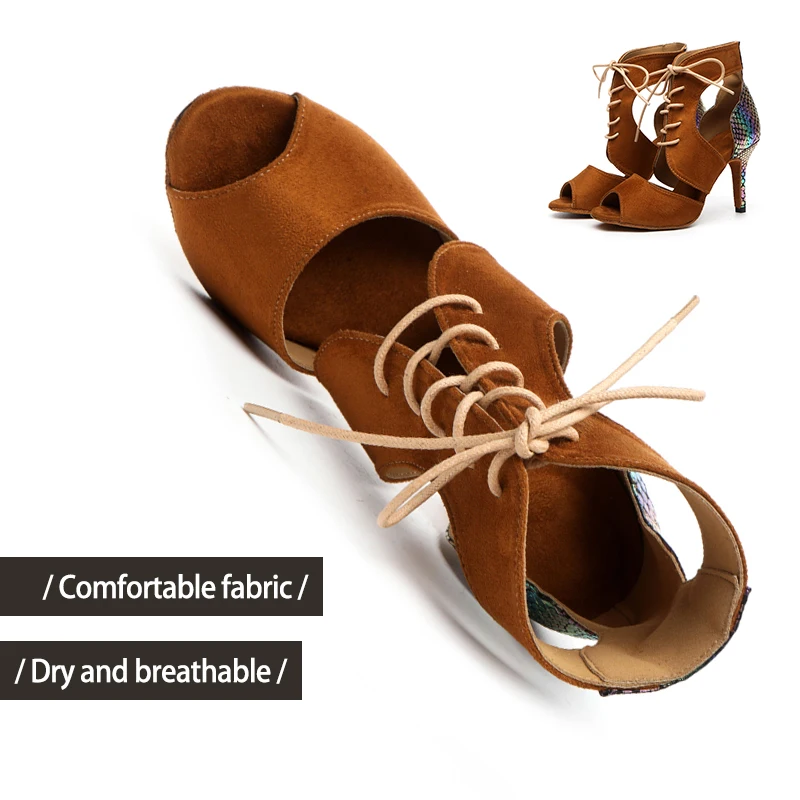 DKZSYIM New Women Latin Dance Shoes for Ladies Ballroom Dance Salsa Boots Party Dance Shoes Woman Girls Performan ceHigh Heels