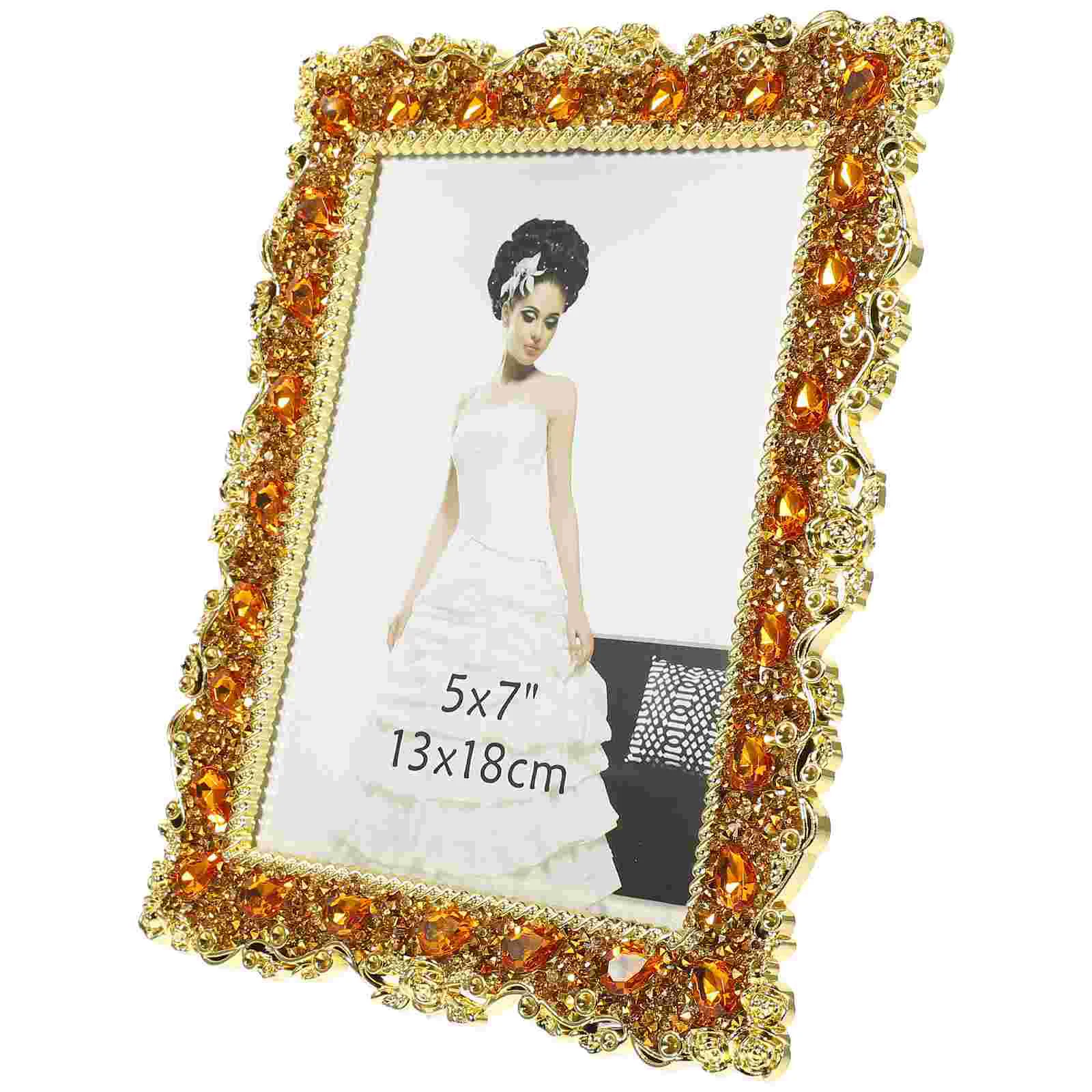 

Frame Photo Picture Frames Desktop Display Holder Decorative Tabletop Crystal Rhinestone Wedding Diamond Stand Style Office