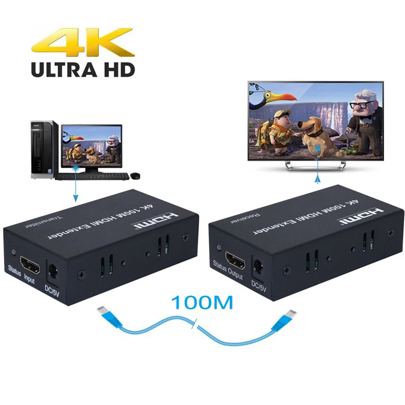 

HD 4K 100M HDMI удлинитель Расширенный УДЛИНИТЕЛЬ шнур конвертер через CAT 5e 6 6e Cat5e/6 Cat6 UTP RJ45 LAN сетевой карты Ethernet кабель