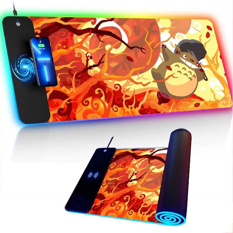 

RGB Wireless Charging Totoro Surface for Computer Mouse Pad Animes Mats Mausepad 900x400 Mousepad Gamer Deskmat Xxl Moise Xl Mat