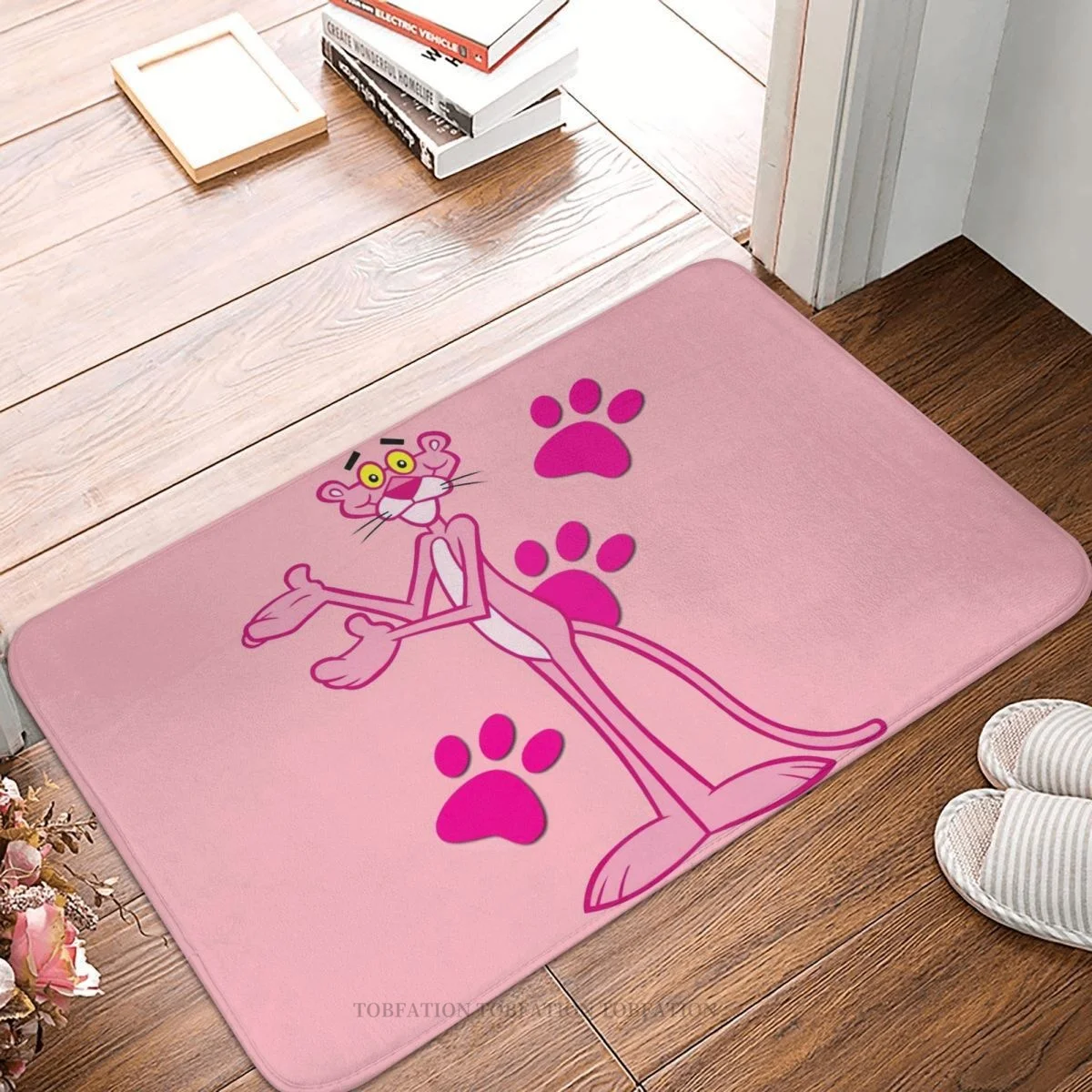 Pink Panthers Cartoon Character Bathroom Mat Footprints Doormat Kitchen Carpet Outdoor Rug Home Decor