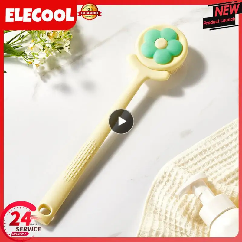 

Mud Rubbing Brush Durable Comfortable Bath Brush Polychromatic Pp Back Rubbing Artifact Long Handle Bath Brush Flower Bath Brush