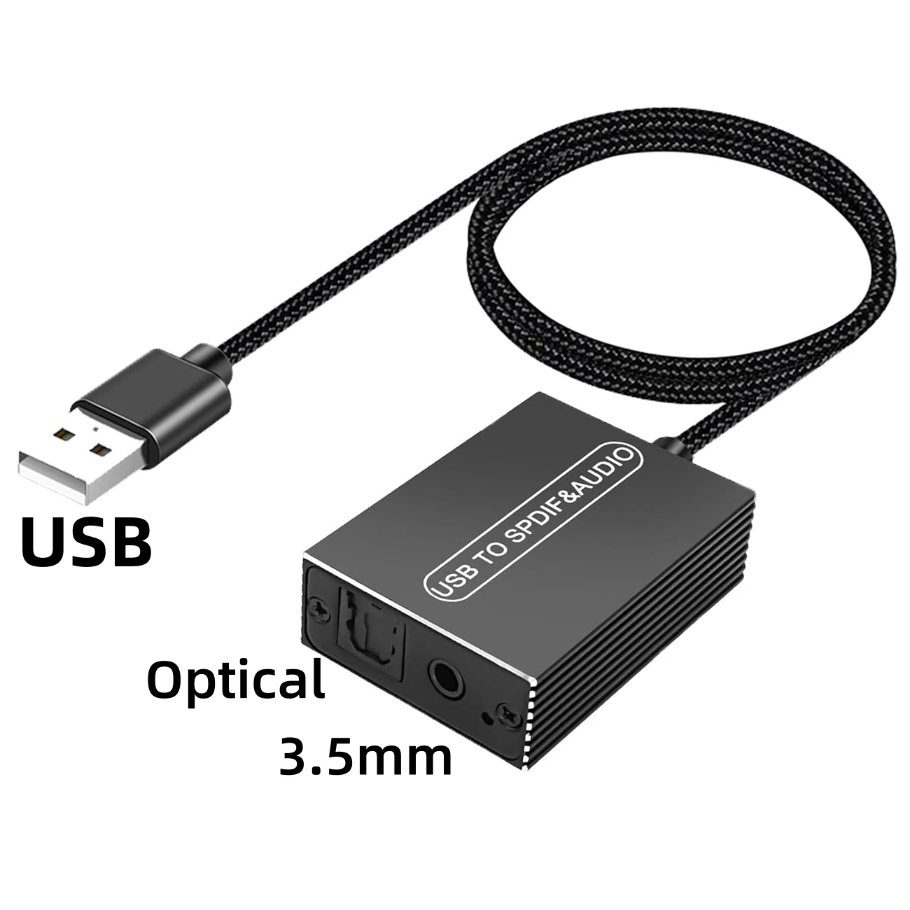 Фото Оптический аудиоадаптер USB A на 3,5 мм и TOSLINK, однонаправленный цифровой преобразователь передатчика USB в S/PDIF для динамика ПК PS5 №1