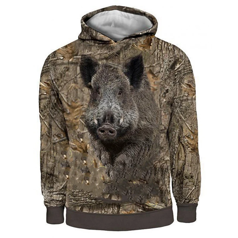 

Camouflage Sweatshirt Wild Boar Hunting Printed Long Sleeve Hooded Shirt 3D Printing Sweatshirt/Menand WomenJungle Top