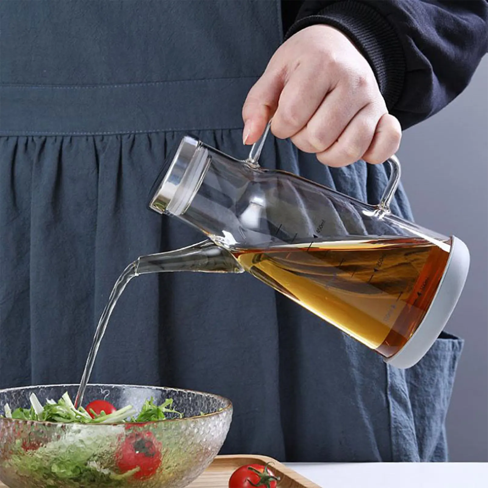 Glass Olive Oil Bottle Leak-proof Dripping Oil Edible Soy Sauce Vinegar Seasoning Jar Kitchen Supplies 650ml 900ml