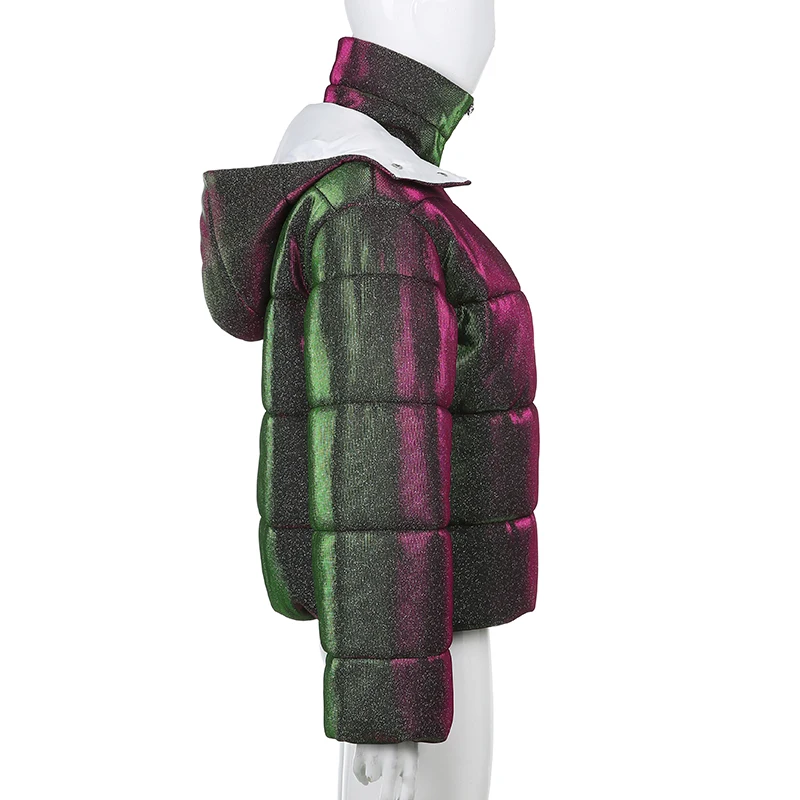 Women Sequined Parka Coat 2021 Winter Autumn Thick Warm Zipper Hooded Cotton Jacket Woman Fashion Coats