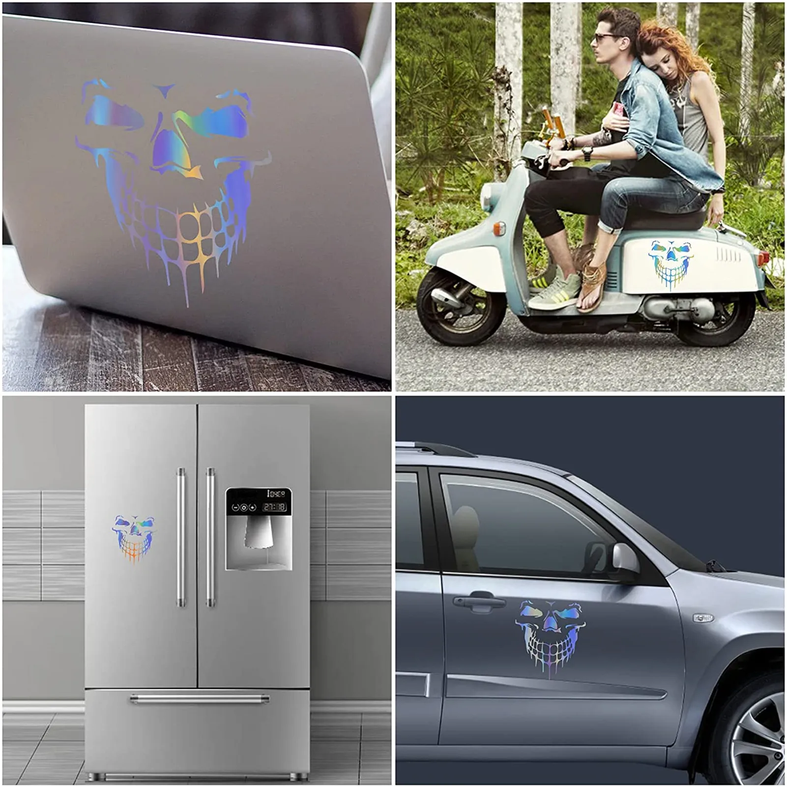 3D Laser Skull Car Stickers Reflective Waterproof Self-Adhesive Vinyl Auto Exterior Decal Accessories for Door Bumper Window | Автомобили