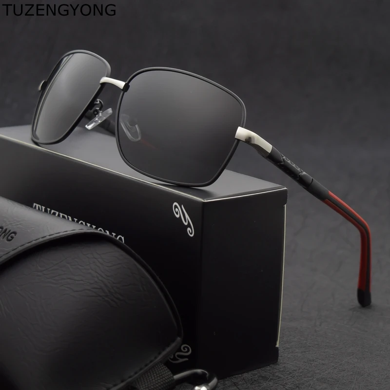 

TUZENGYONG Brand Aluminum Sunglasses Polarized Men New UV400 Pilot Sun Glasses With Accessories Unisex driving goggles oculos