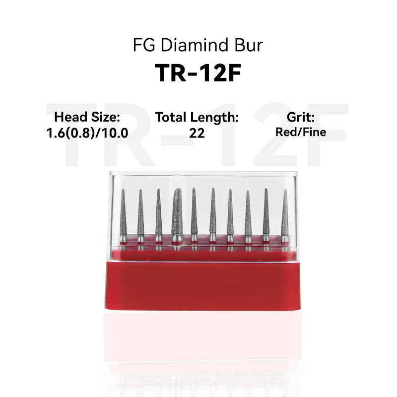 

1Set Dental Clinic Products TR-12F 199-016F Diamond Bur FG High Speed 1.6(0.8)/10.0 22.0 RED Fine Medium Intra-oral Dentist Gift