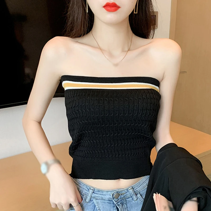 

Топ женский трикотажный без бретелек, без рукавов