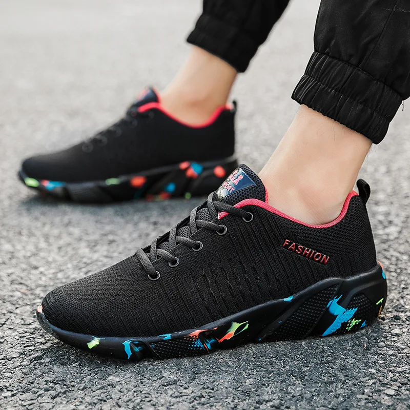 

2022 New Plus Size 45 Fashion Sneakers Men Casual Shoes Loafers Men Stretch Fabric Breathable Lace-up brand Men Casual Shoes