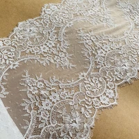 width 45cm high quality thick eyelash lace trim lace fabric soft off white black 1 piece3 meters