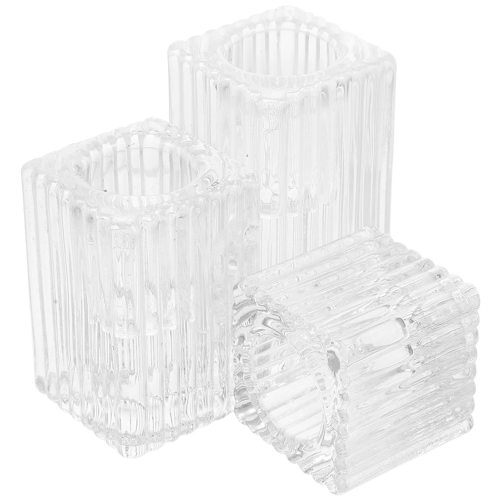 

3 Pcs Glass Holder Holders Taper Candles Vessels Ornament Romantic Modern Candleholder Candlestick