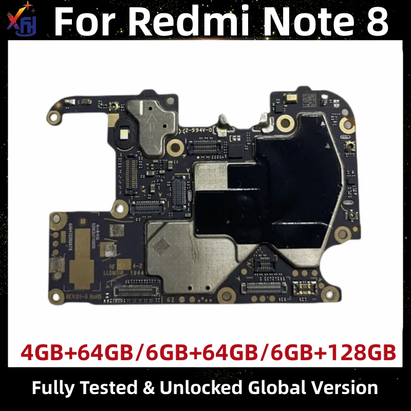 100% Original Full Global Edition Work Unlock Motherboard For Xiaomi Redmi Note8 Logic Circuit Board Plate Mainboard