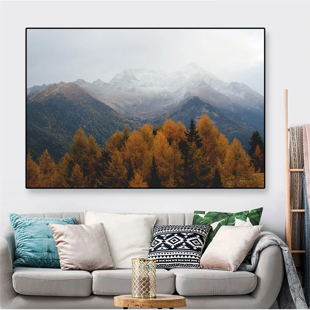 Современный пейзаж Картина на холсте озеро лес камень Горный природа картина