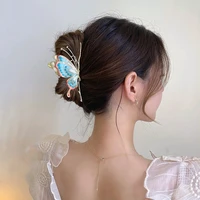 korean vintage colorful butterfly women hair claws luxury hair clips for girl crab large size barrette headwear hair accessories