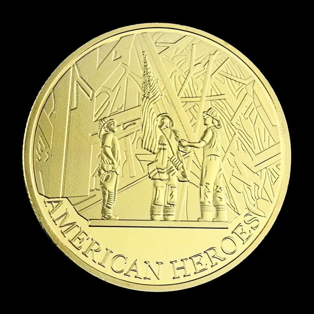 September 11 Attacks Always Remember Collectible Gold Plated Souvenir American Heroes Basso-relievo Commemorative Coin | Дом и сад