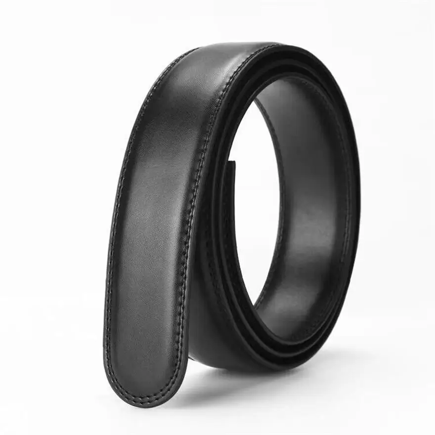

Double-sided cowhide headless belt for men automatic buckle strap Business no lead no buckle strap