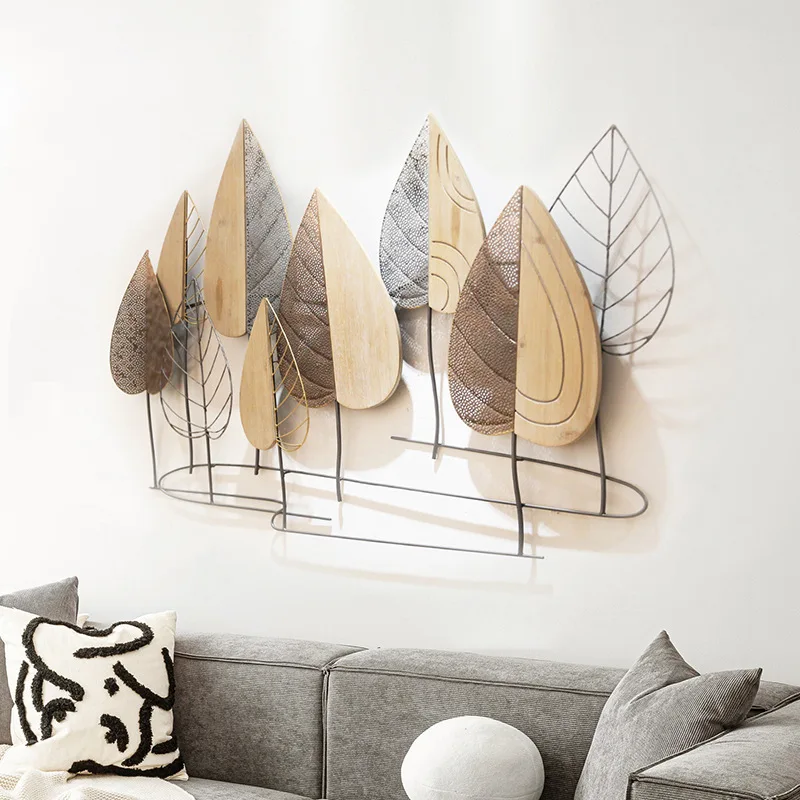 

Скандинавский креативный фон для гостиной, дивана, настенные подвески, кованый железный лес, деревянный знаменитый Настенный декор