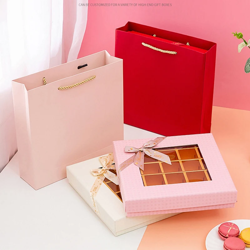 Gift Packaging Bowknot Window Chocolate Empty Gift Box Truffle Marbling Chocolate Case