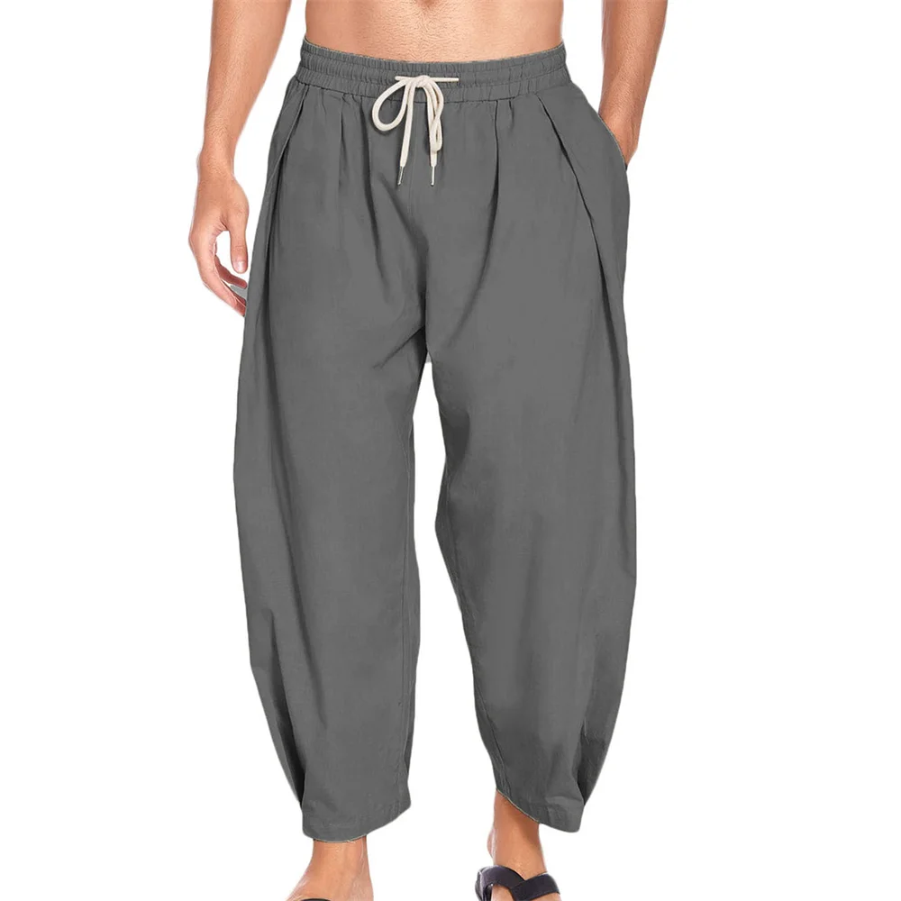 

Мужские спортивные брюки-джоггеры Douhoow из смесовой хлопка, однотонные повседневные эластичные брюки с карманами, уличная одежда
