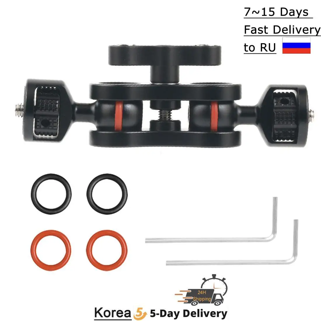 

BGNing Double Ball Head Mount Adapter Magic Arm Metal 360Degree Rotation Ball Head w/ 1/4'' screw for SLR Camera Monitor Bracket