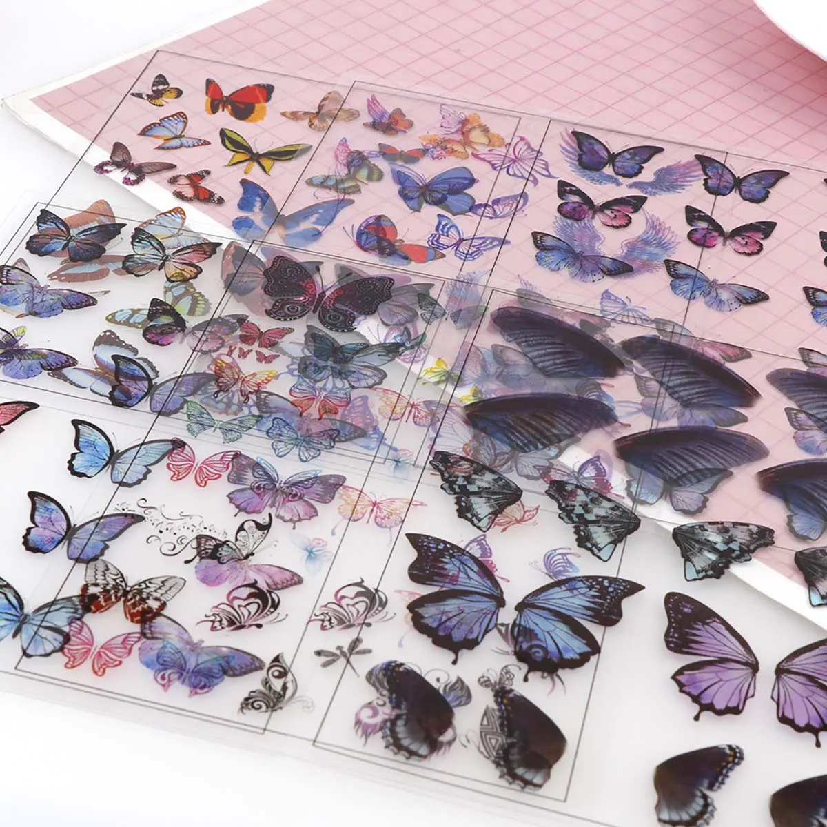 

5Pcs Crystal Drip Glue Butterfly Mixed Color PVC Material Paper for DIY Mobile Phone Case Decoration Accessories 6 Types