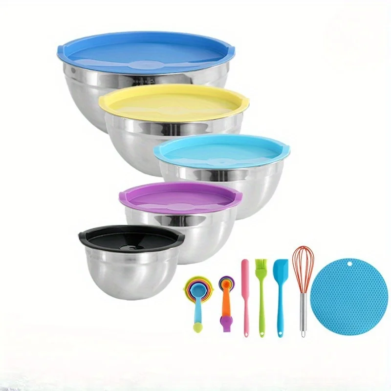 Миска Для Смешивания Из Нержавеющей Стали Салата Фруктов Овощей Яйца Контейнер