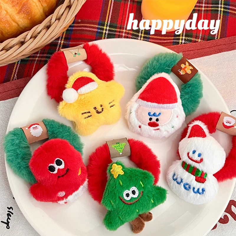 Рождественские плюшевые эластичные резинки для волос с героями мультфильмов