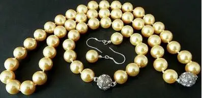 

12MM Natural White South Sea Shell Pearl Necklace Bracelet Earrings Set AAA