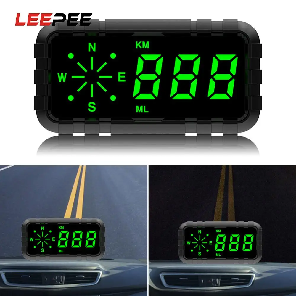 

LEEPEE Speed Odometer Mileage HUD Newest C3010 Digital Speed Alarm Compass GPS Speedometer Display Universal For All Vehicles