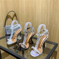 2022 european and american summer new ladies high heels rivet decorative sandals