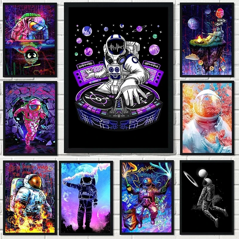 

Modular Hd Astronaut Prints Abstract Pictures Home Decoration Painting Graffiti Canvas Poster No Frame Wall Art For Living Room