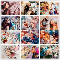 5d diy girl and animals diamond painting kits for adult diamond embroidery cross stitch mosaic home decor full drill crafts