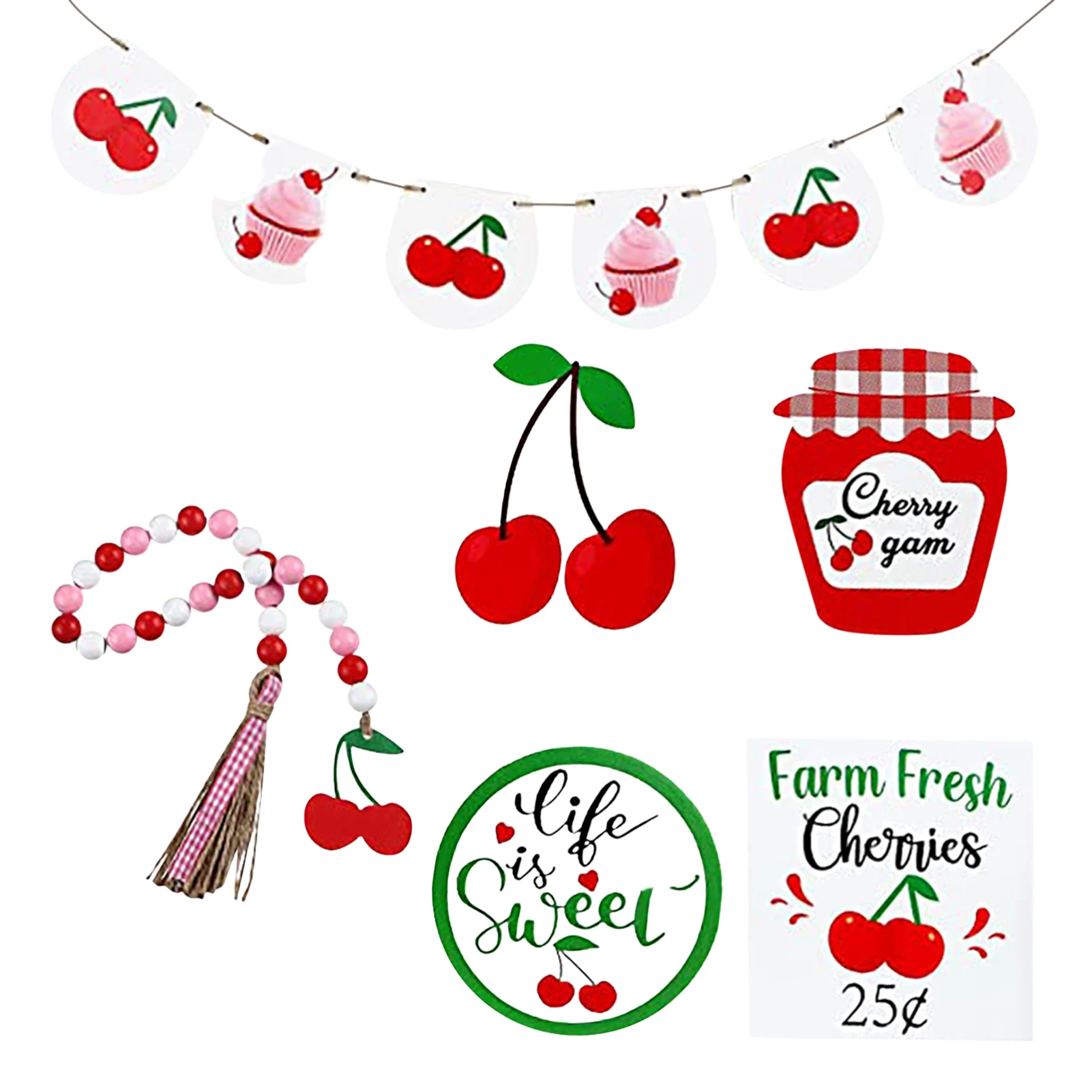 

Многоярусный поднос в виде вишни, украшения для деревенского дома, деревянный поднос в виде яруса, Милый Летний декор, фруктовый стиль, дере...