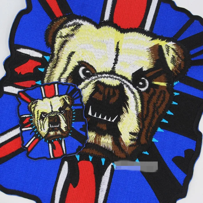 

2pcs/Set UK Flag Bulldog Patch Sewing Cool Motorcycle For Clothing Iron On Clothes Biker Badges Sewing DIY Embroidered Backpack