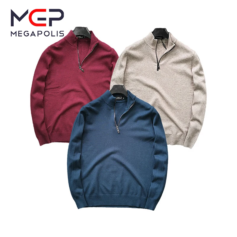 MGP Gentlemen's Wool Sweater Autumn Winter Stand Collar Half Zipper Casual Pullover Bottoming Sweater For Men