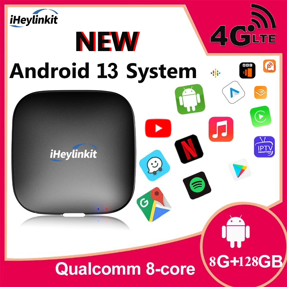 

iHeylinkit Android 13 System Smart Ai Box Carplay Wireless Android Auto Netflix Spotify QCM662 6125 For Kia VW Toyota Volvo ect.