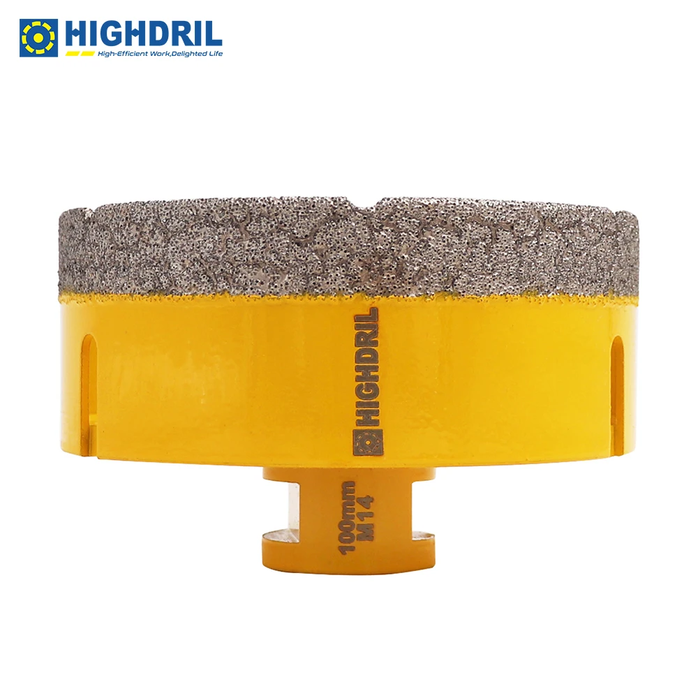 

HIGHDRIL 1pc M14 Diamond Vacuum Brazed Drilling Bits Core Holes In Tile Porcelain Granite Ceramic On Angle Grinder Dia100mm