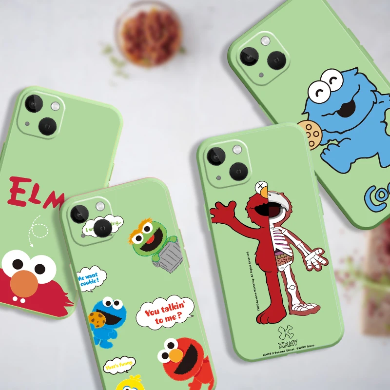 

Cartoon Cute Sesame Cookie Monster Case for IPhone 11 12 13 Mini Pro Max TPU for IPhone 6 6s 7 8 Plus X XR XS Max SE2020 Cover