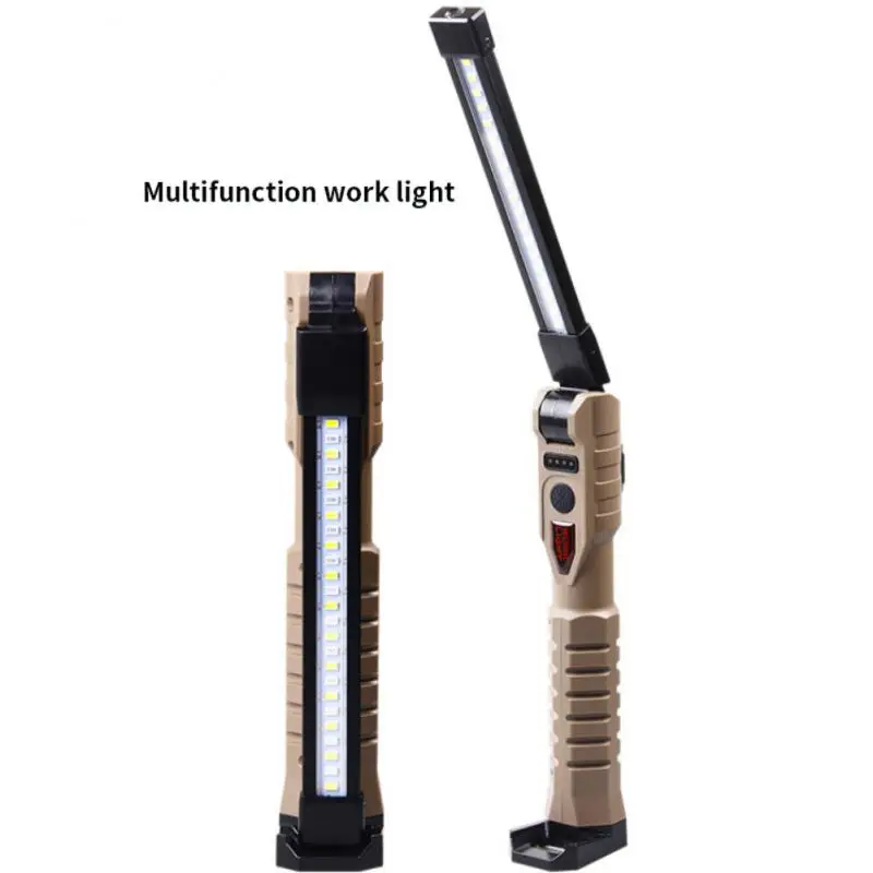 

Folding LED Handheld Work Lamp 180 Rotation USB Oplaadbare Zaklamp Magnetism Maintenance Lamp with Hook Camping Emergency Light