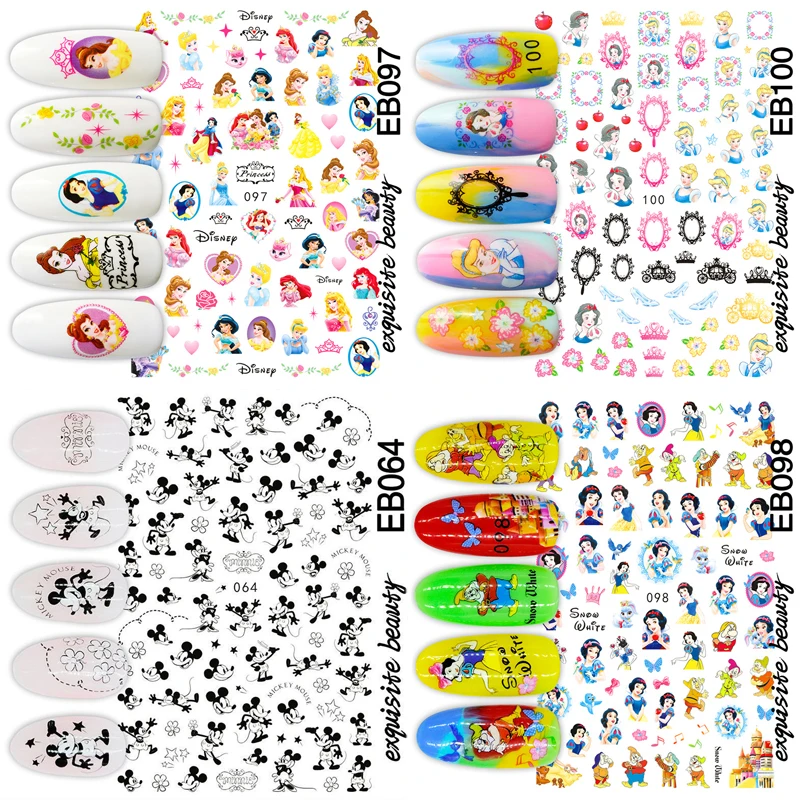

1PCS Disney Brand Anime Nail Sticker Stitch Mermaid Donald Duck Mickey Nail Art Decorative Decal Self Adhesive Nail Art Slider